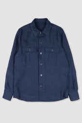 Antonio linen overshirt, unlined. Blue - Blu notte