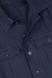 Antonio linen overshirt, unlined. Blue - Blu notte