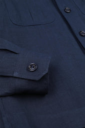 Antonio linen overshirt, unlined. Blue - Blu notte