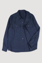 Antonio linen overshirt, unlined. Blue - Blu notte
