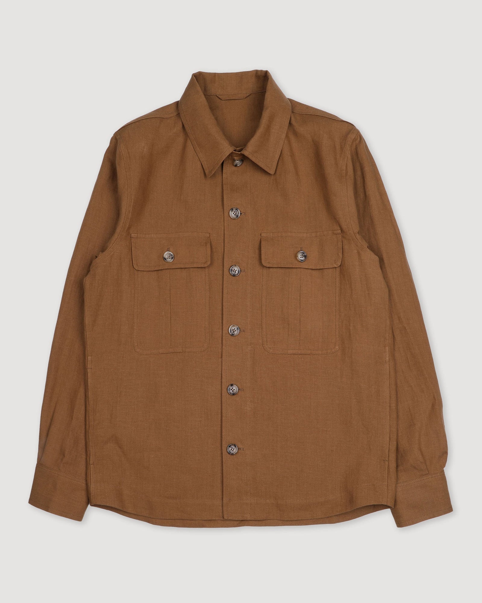 Antonio Linen Overshirt Unlined Brown