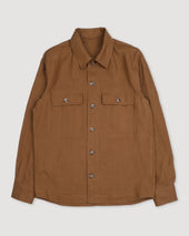 Antonio linen overshirt, unlined. Brown - Cognac