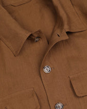 Antonio linen overshirt, unlined. Brown - Cognac