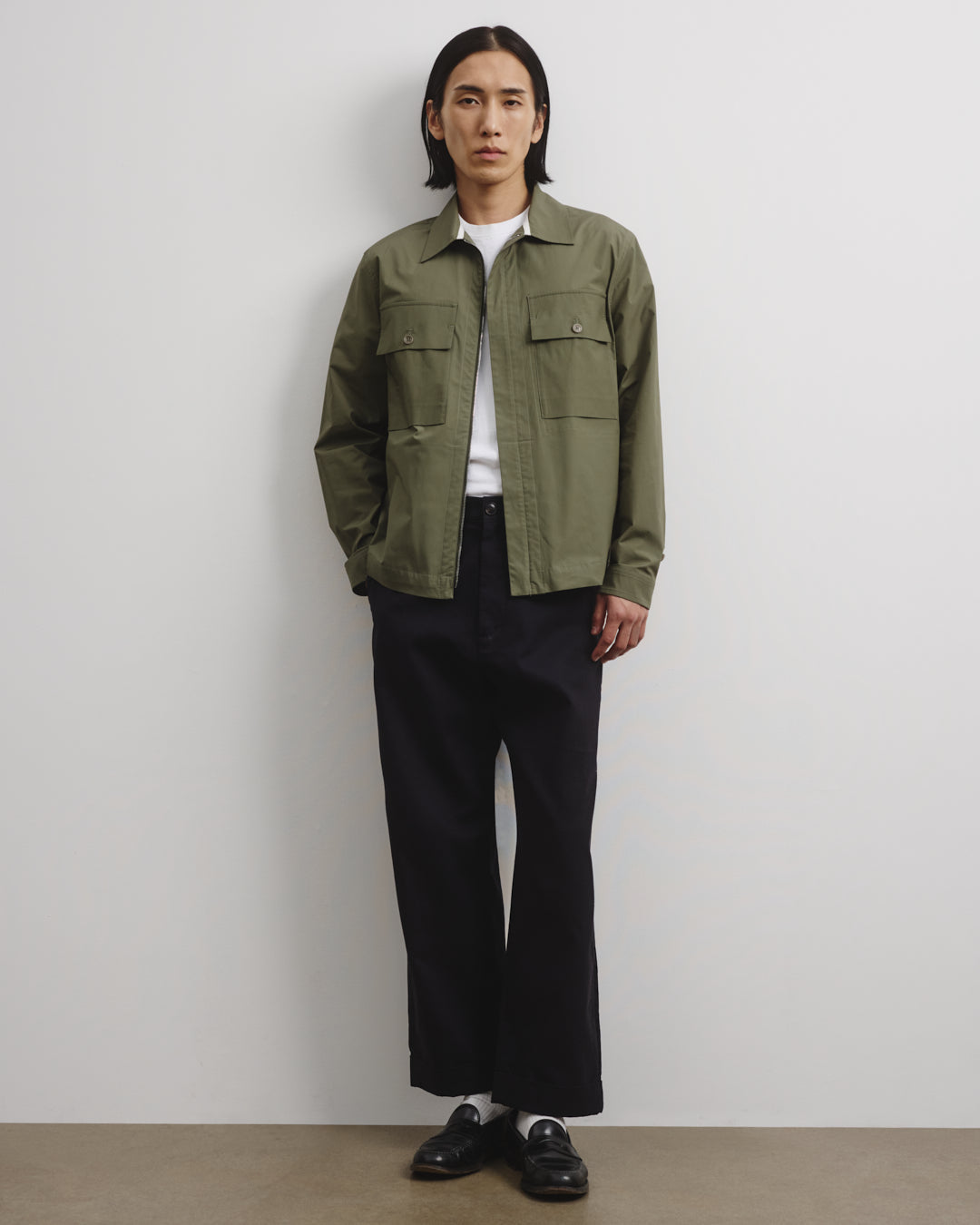 Jamie Unlined Zip Jacket In Cotton Poplin Green Frantoio