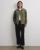 Jamie unlined zip jacket in cotton poplin. Green - Frantoio