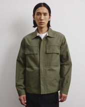 Jamie unlined zip jacket in cotton poplin. Green - Frantoio