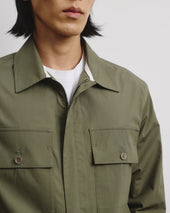 Jamie unlined zip jacket in cotton poplin. Green - Frantoio