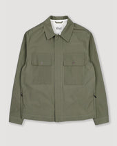 Jamie unlined zip jacket in cotton poplin. Green - Frantoio