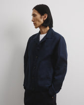 Mickey unlined coach jacket in linen, blue - Blu notte