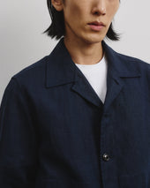 Mickey unlined coach jacket in linen, blue - Blu notte