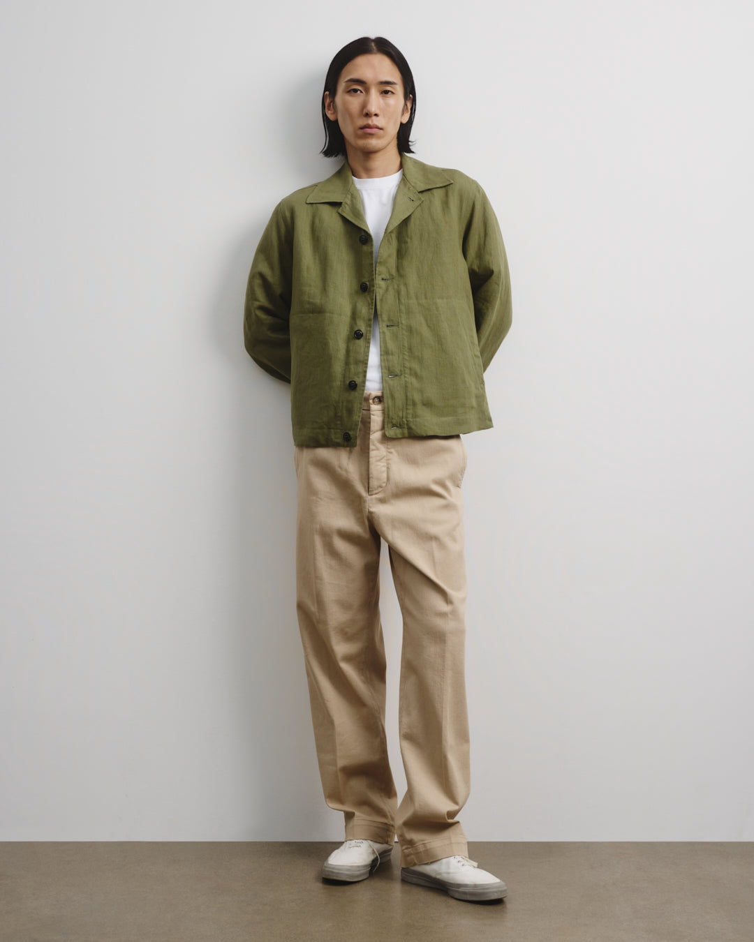 Mickey Unlined Coach Jacket In Linen Fatigue Green