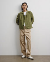 Mickey unlined coach jacket in linen - Fatigue green