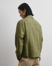 Mickey unlined coach jacket in linen - Fatigue green