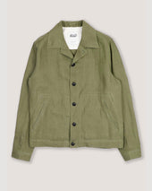 Mickey unlined coach jacket in linen - Fatigue green