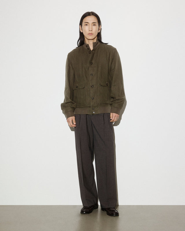 Linen Valstarino jacket, unlined. Green - Oliva