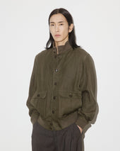 Linen Valstarino jacket, unlined. Green - Oliva