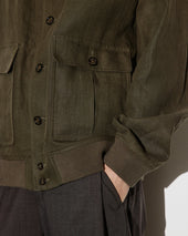 Linen Valstarino jacket, unlined. Green - Oliva
