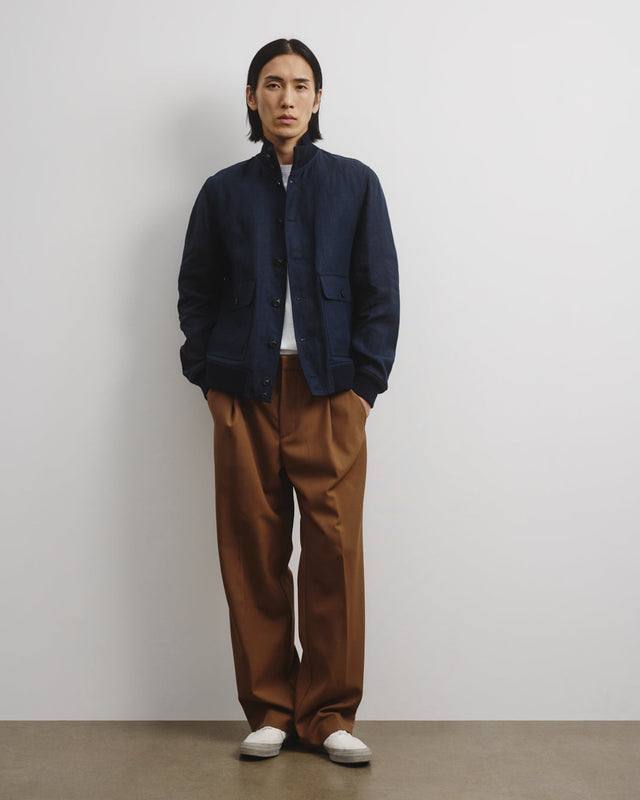 Linen Valstarino jacket, unlined. Blue - Blu notte