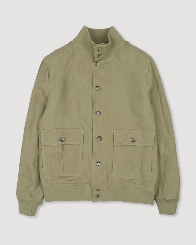 Linen Valstarino jacket, unlined. Green - Safari