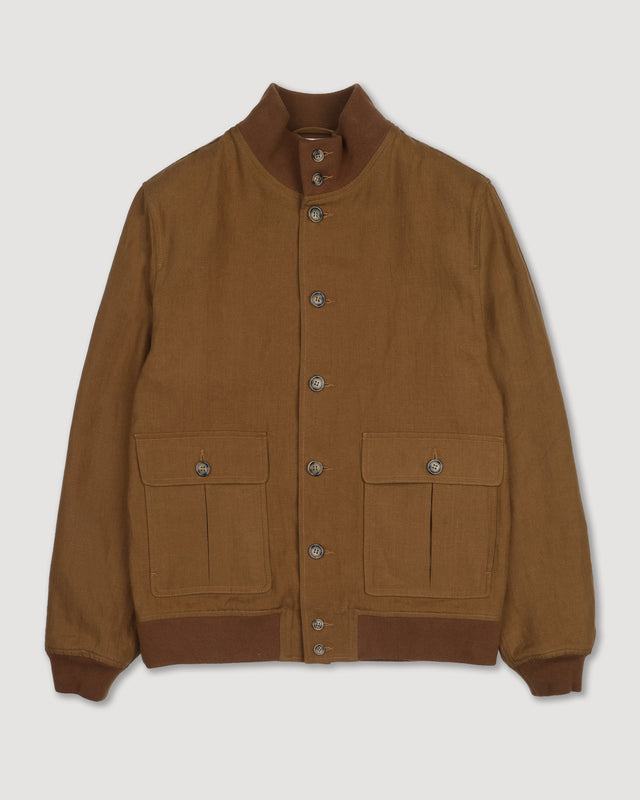 Linen Valstarino jacket, unlined. Brown - Cognac