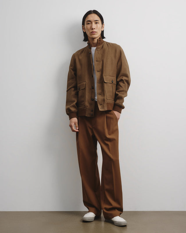 Linen Valstarino jacket, unlined. Brown - Acorn
