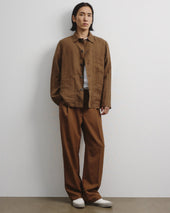 Luke unlined work jacket in linen, brown - Ghianda