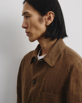Luke unlined work jacket in linen, brown - Ghianda