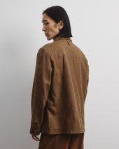 Luke unlined work jacket in linen, brown - Ghianda