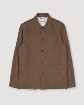 Luke unlined work jacket in linen, brown - Ghianda