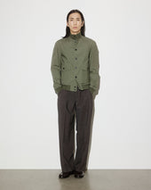 Unlined Valstarino in stretch cotton poplin. Green - Frantoio