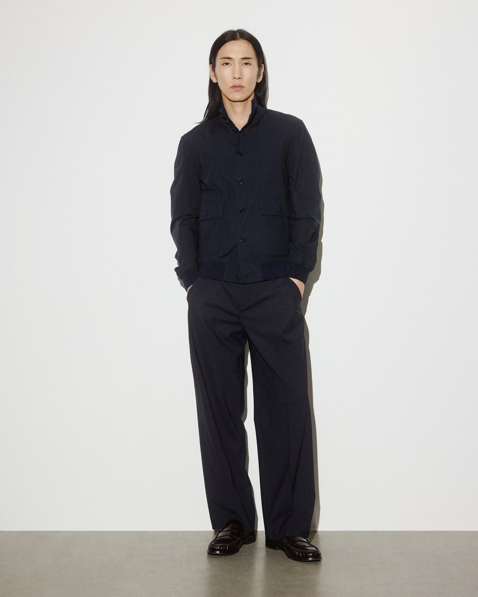 Unlined Valstarino In Stretch Cotton Poplin Blue