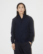 Unlined Valstarino in stretch cotton poplin. Blue - Navy