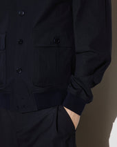 Unlined Valstarino in stretch cotton poplin. Blue - Navy