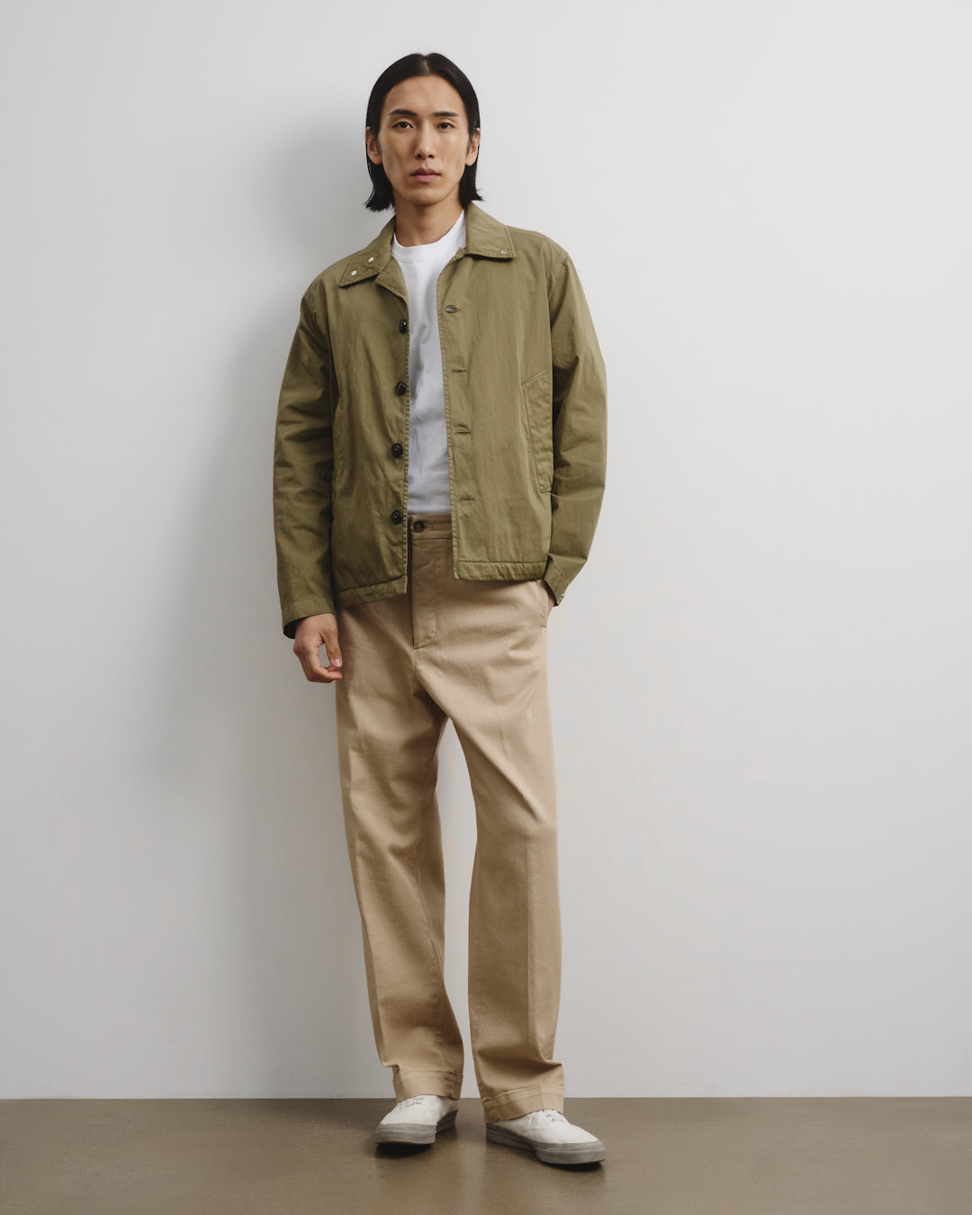 Ted Unlined Coach Jacket In Cotton Nylon Fabric Green Soldier