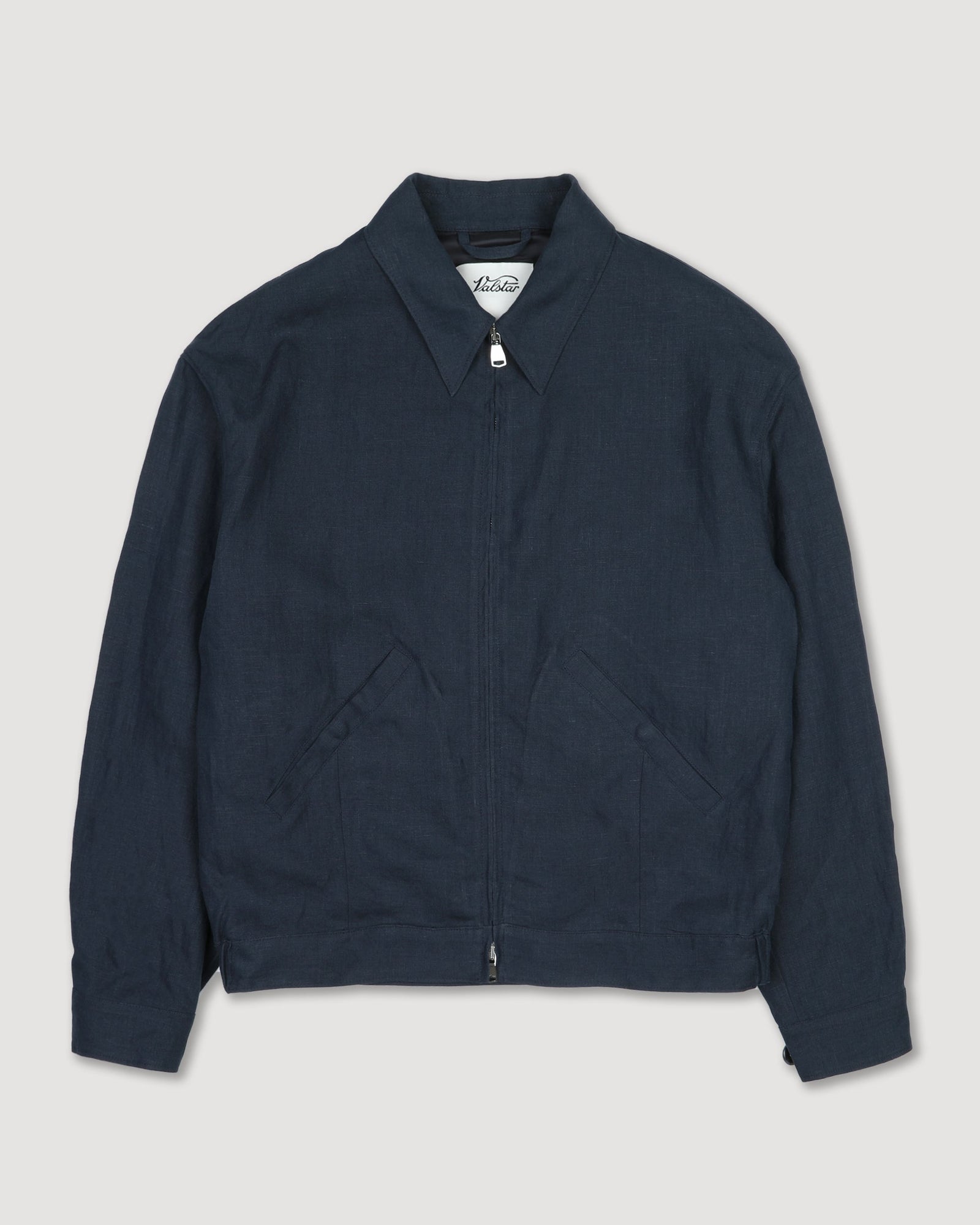 Stan Bomber Jacket In Pure Linen Blu Notte