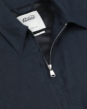 Stan Bomber Jacket In Pure Linen Blu Notte