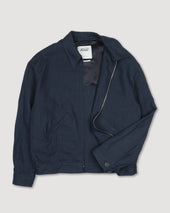 Stan Bomber Jacket In Pure Linen Blu Notte