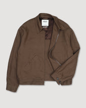 Stan bomber jacket in pure linen. Brown - Caramello