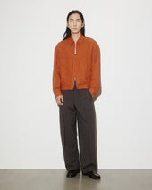 Stan bomber jacket in pure linen. Orange - Carota