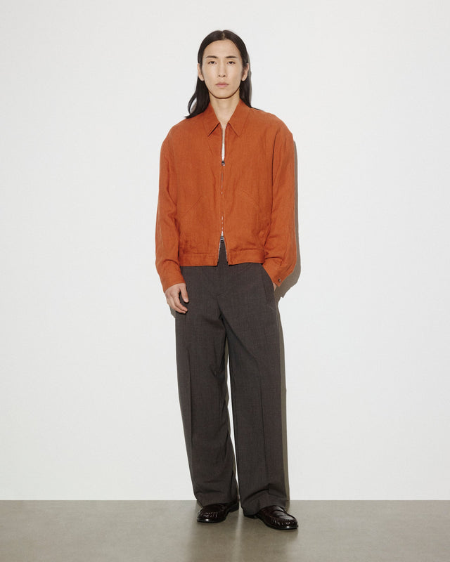 Stan bomber jacket in pure linen. Orange - Carota