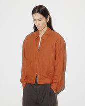 Stan bomber jacket in pure linen. Orange - Carota