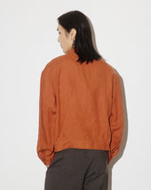 Stan bomber jacket in pure linen. Orange - Carota