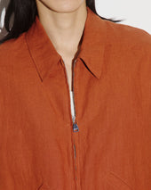 Stan bomber jacket in pure linen. Orange - Carota