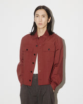 Brixton overshirt jacket in stretch cotton poplin. Unlined. Orange - Ruggine