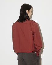 Brixton overshirt jacket in stretch cotton poplin. Unlined. Orange - Ruggine