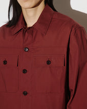 Brixton overshirt jacket in stretch cotton poplin. Unlined. Orange - Ruggine
