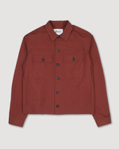 Brixton overshirt jacket in stretch cotton poplin. Unlined. Orange - Ruggine