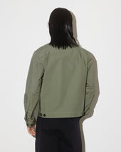 Brixton overshirt jacket in stretch cotton poplin. Unlined. Green - Frantoio