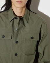 Brixton overshirt jacket in stretch cotton poplin. Unlined. Green - Frantoio