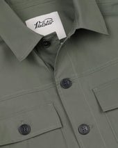 Brixton overshirt jacket in stretch cotton poplin. Unlined. Green - Frantoio